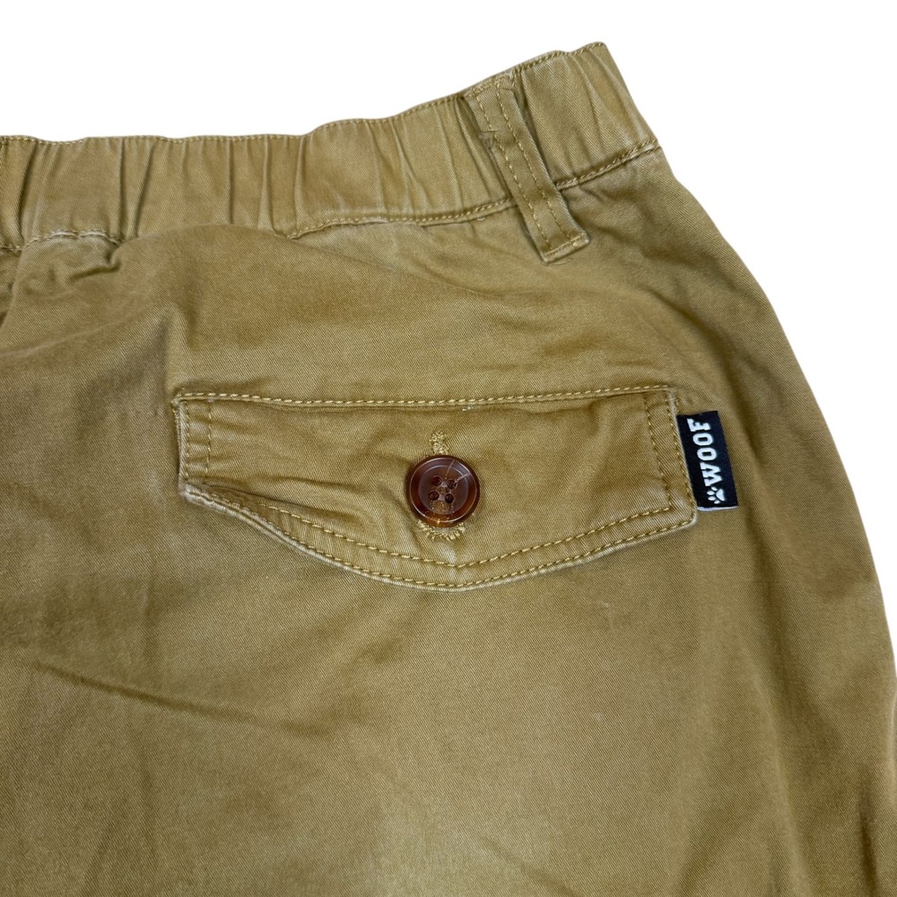 Woof Clothing M Mens Khaki Chino Pants Elastic Waist Button Fly Mesh Lined Brown